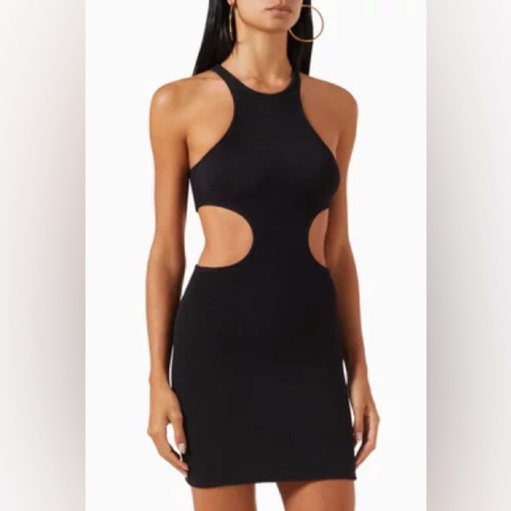 REINA OLGA Sleeveless Black Cutout Mini Dress